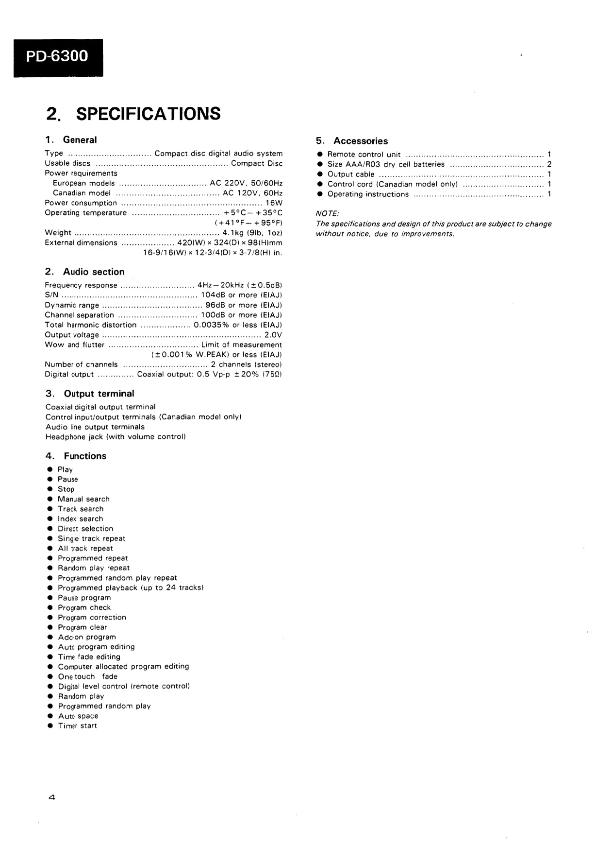 Pioneer PD-6300 & PD-6300-S CD Player Service Manual (Pages: 63)