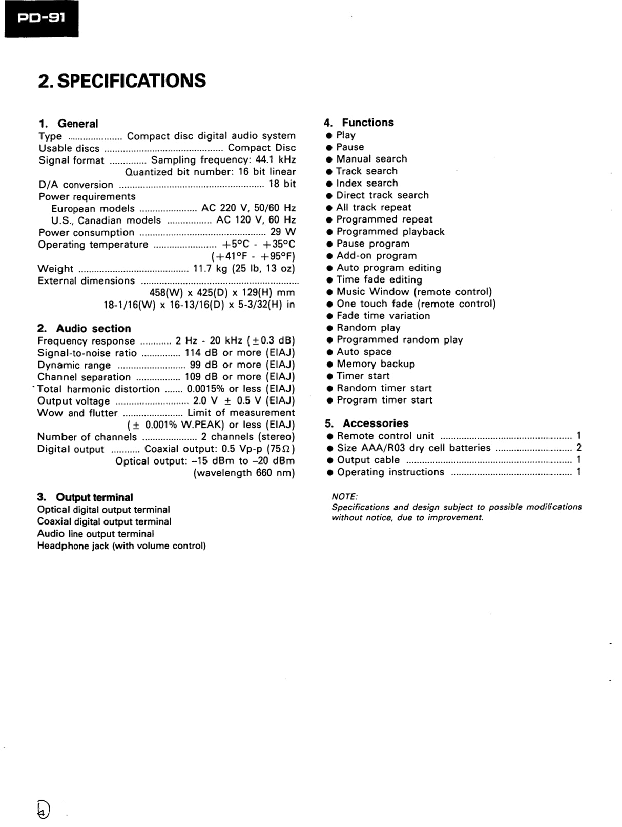 Pioneer PD-91 CD Player Service Manual (Pages: 116)