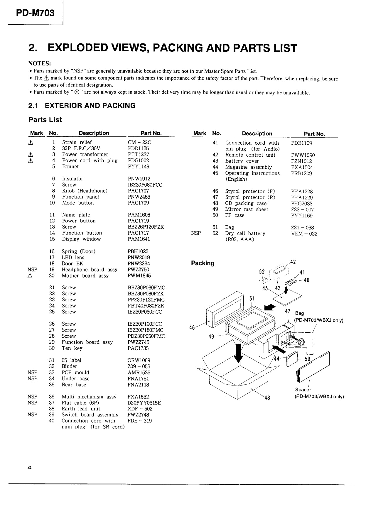 Pioneer PD-M703 CD Player Service Manual (Pages: 34)