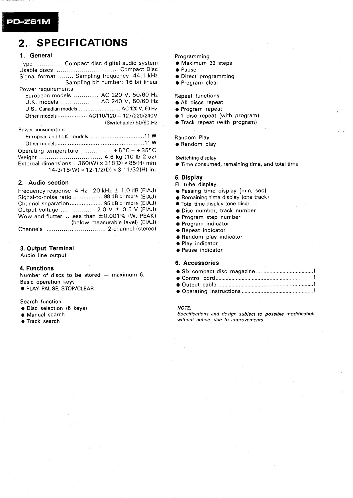Pioneer PD-Z81M CD Player Service Manual (Pages: 171)