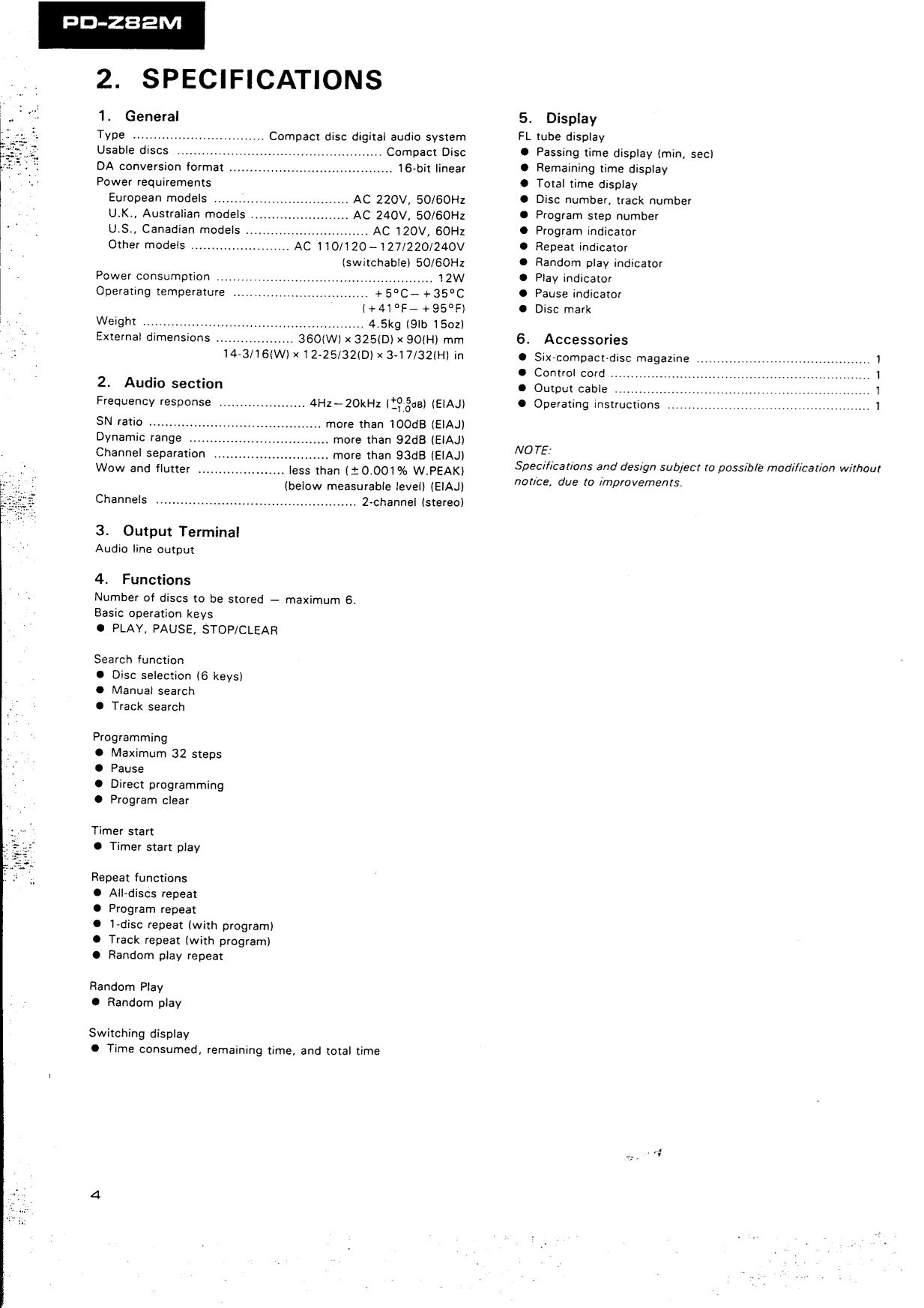 Pioneer PD-Z82M CD Player Service Manual (Pages: 69)