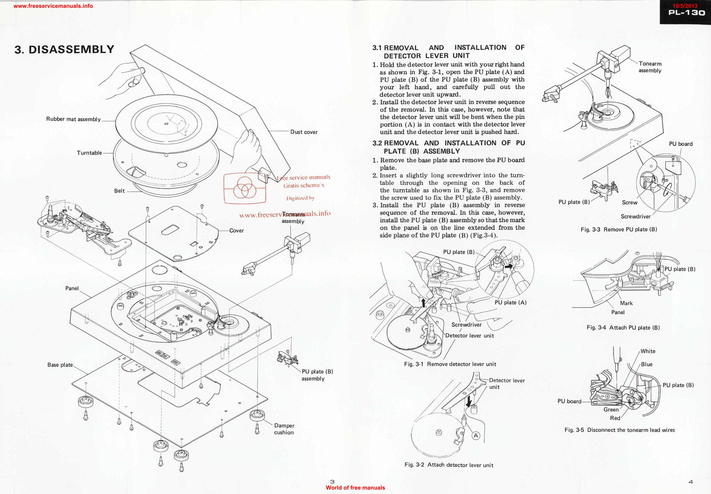 Pioneer PL-130 Turntable Service Manual (Pages: 11)
