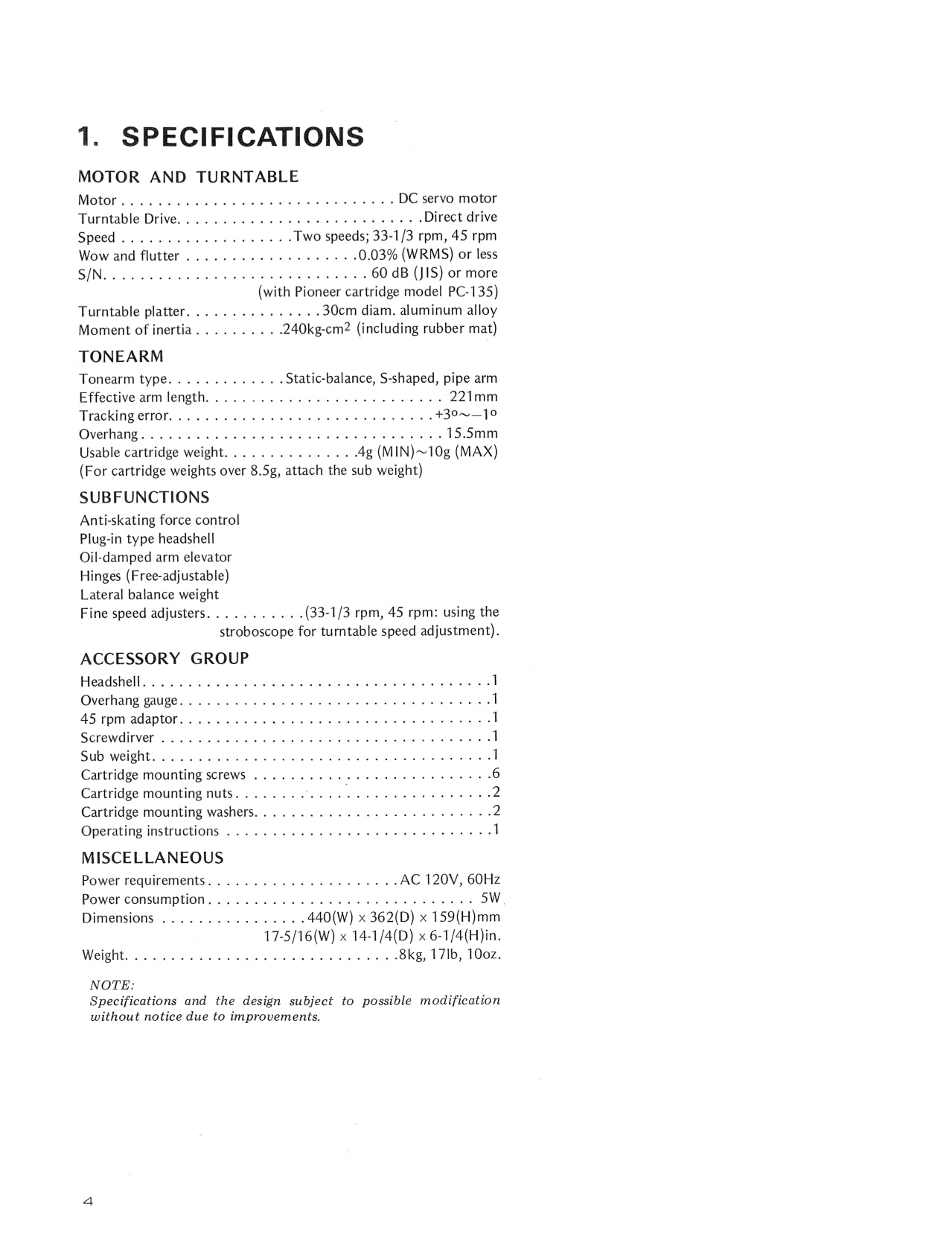 Pioneer PL-510 & PL-510S Turntable Service Manual (Pages: 24)