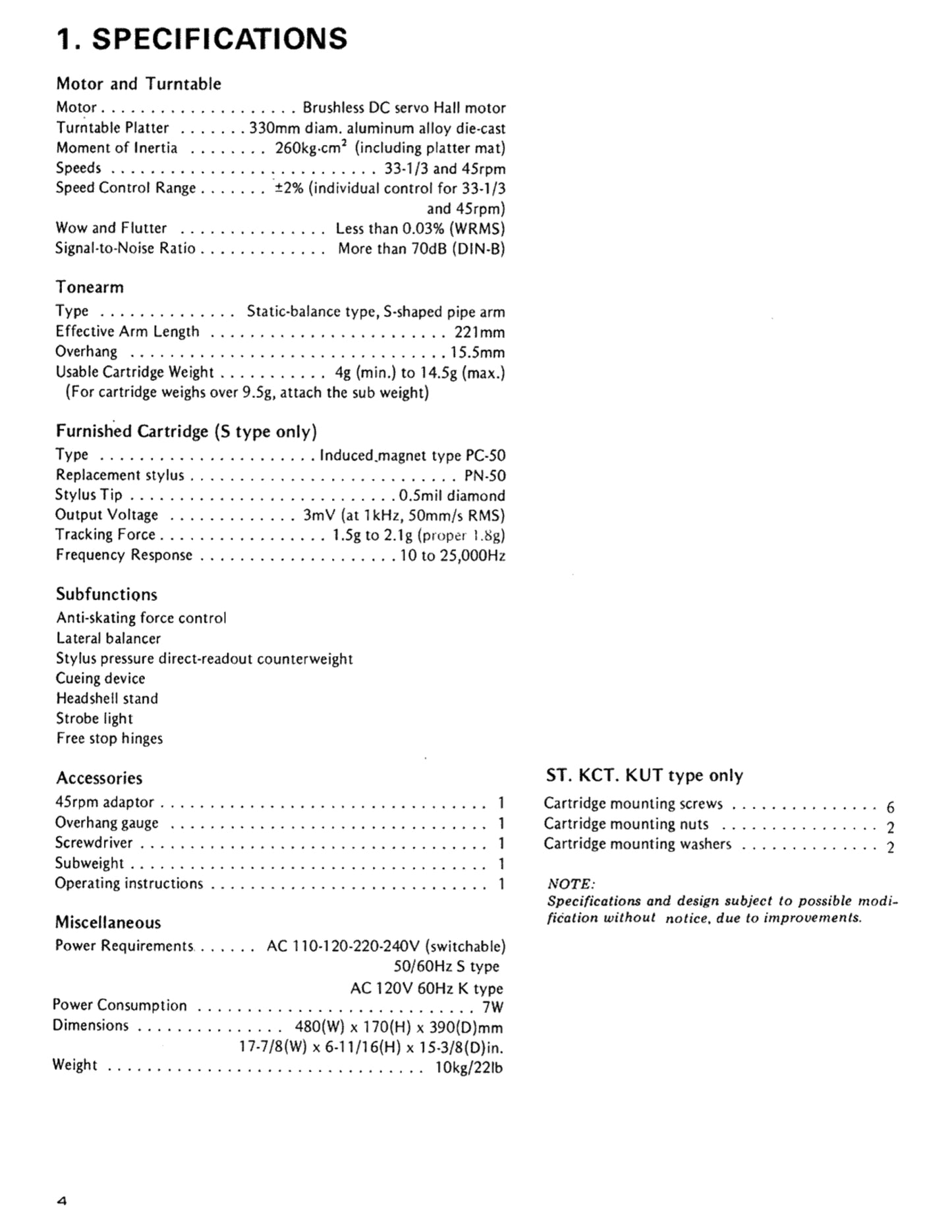 Pioneer PL-530 Turntable Service & Owner Manuals (Pages: 61)