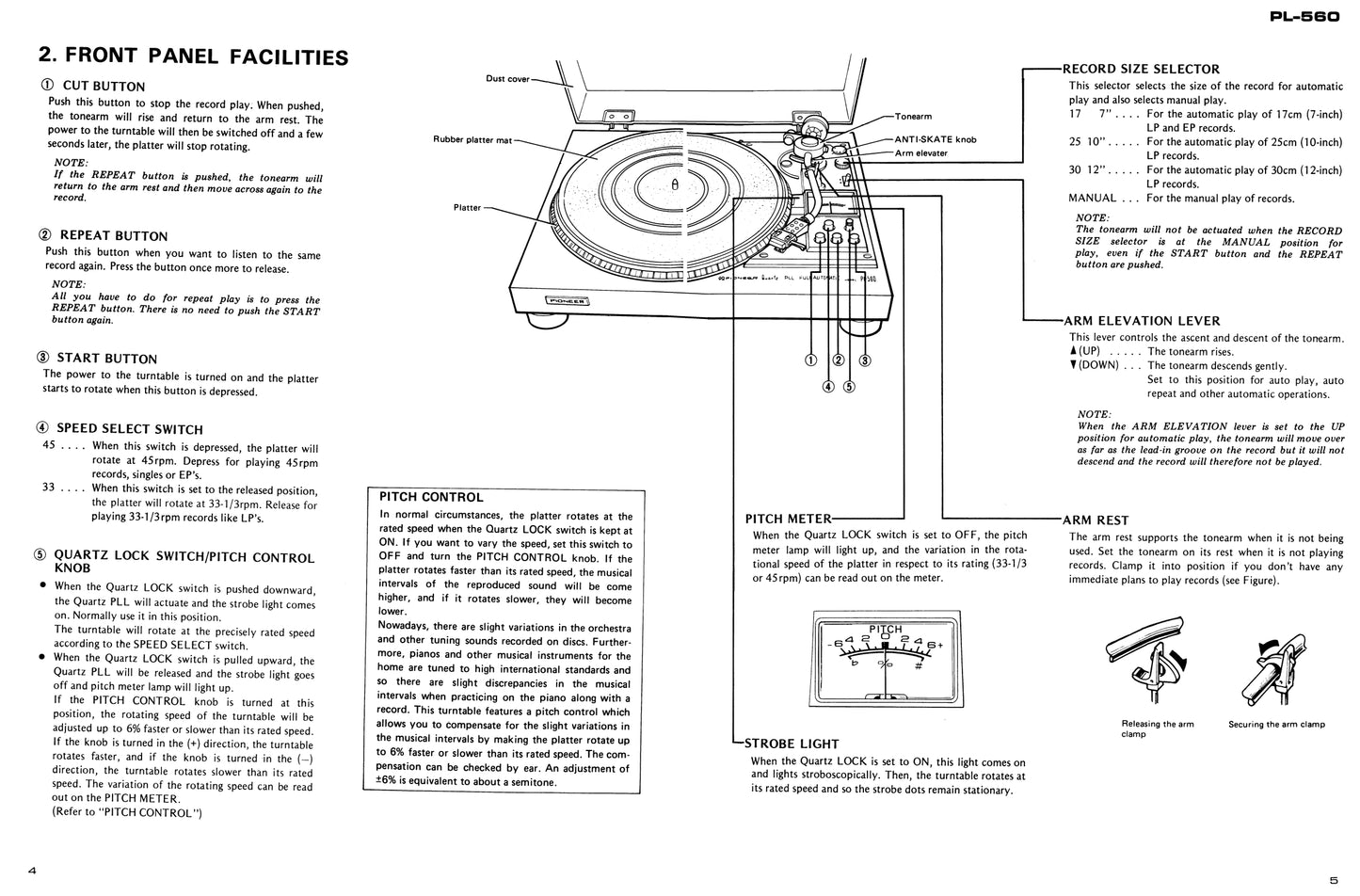 Pioneer PL-560 Turntable Service Manual (Pages: 30)