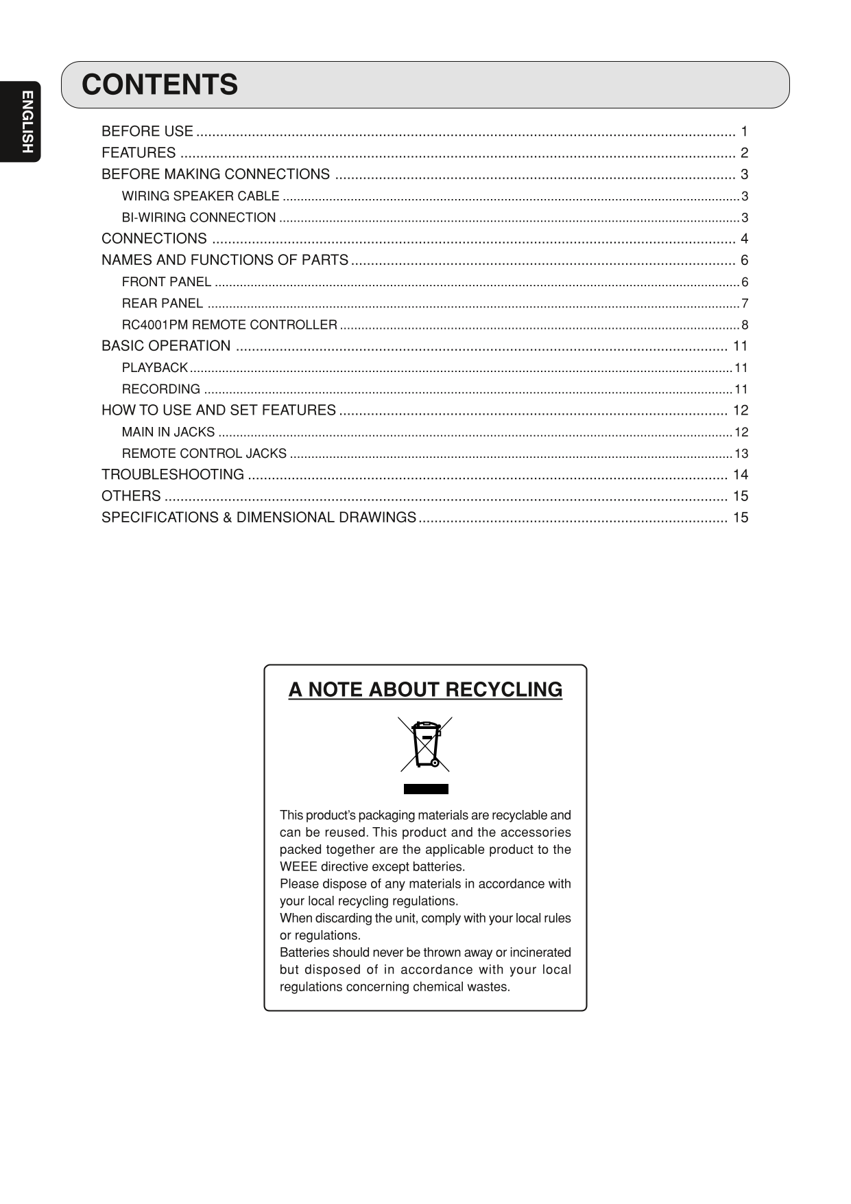Marantz PM7001 & KI Amplifier Owner/ User Manual (Pages: 21)