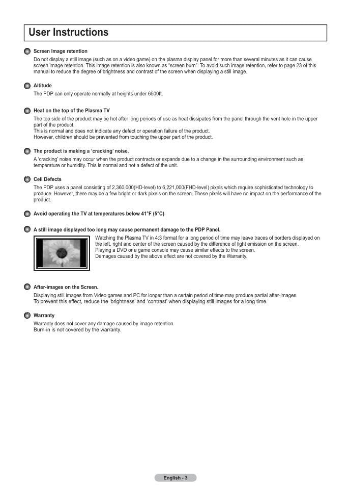 Samsung HCM4215 HPM5027X PN42B430 TV Operating Manual