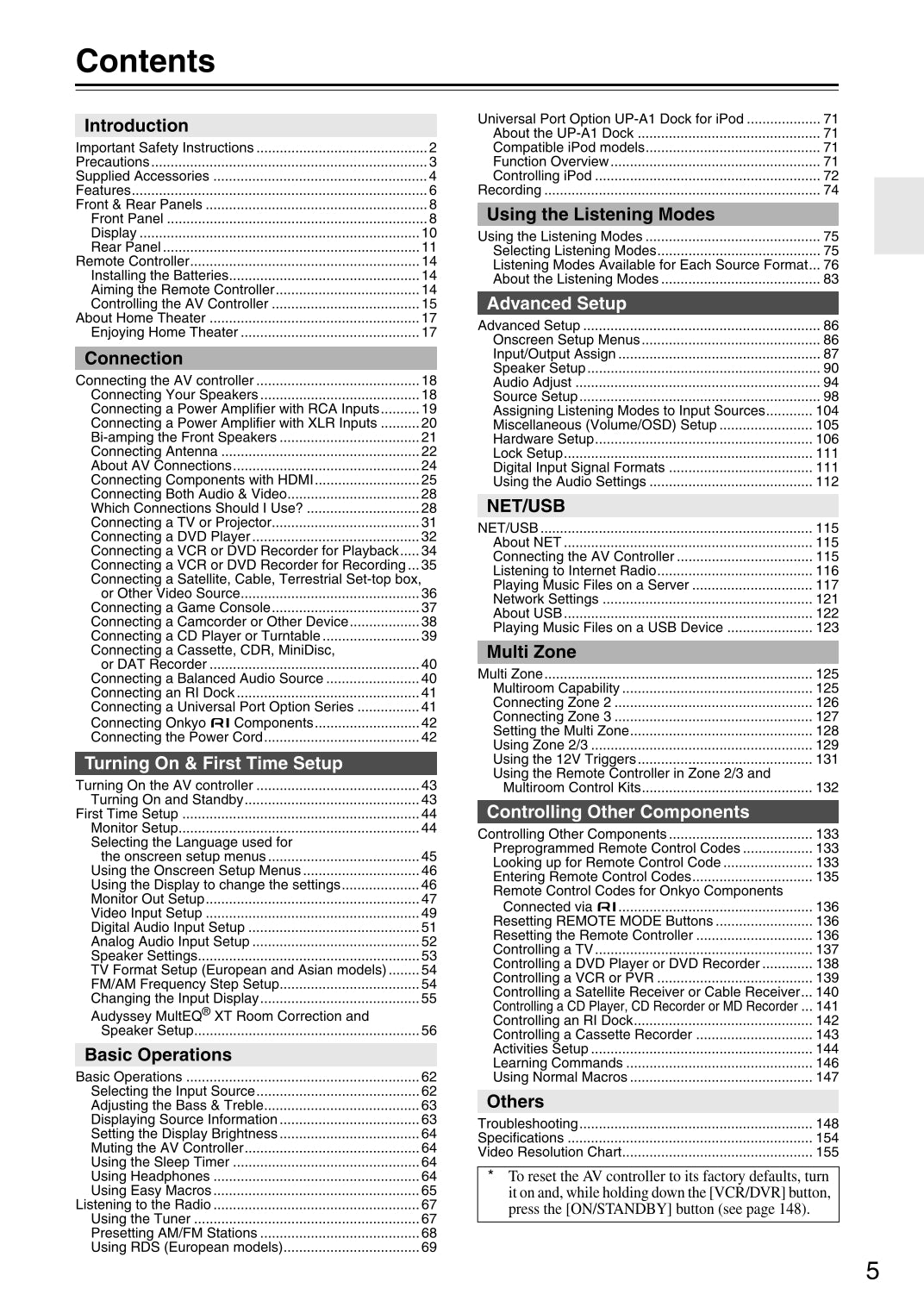 Onkyo PR-SC5507 Audio Receiver Owner's/ User Manual (Pages: 156)