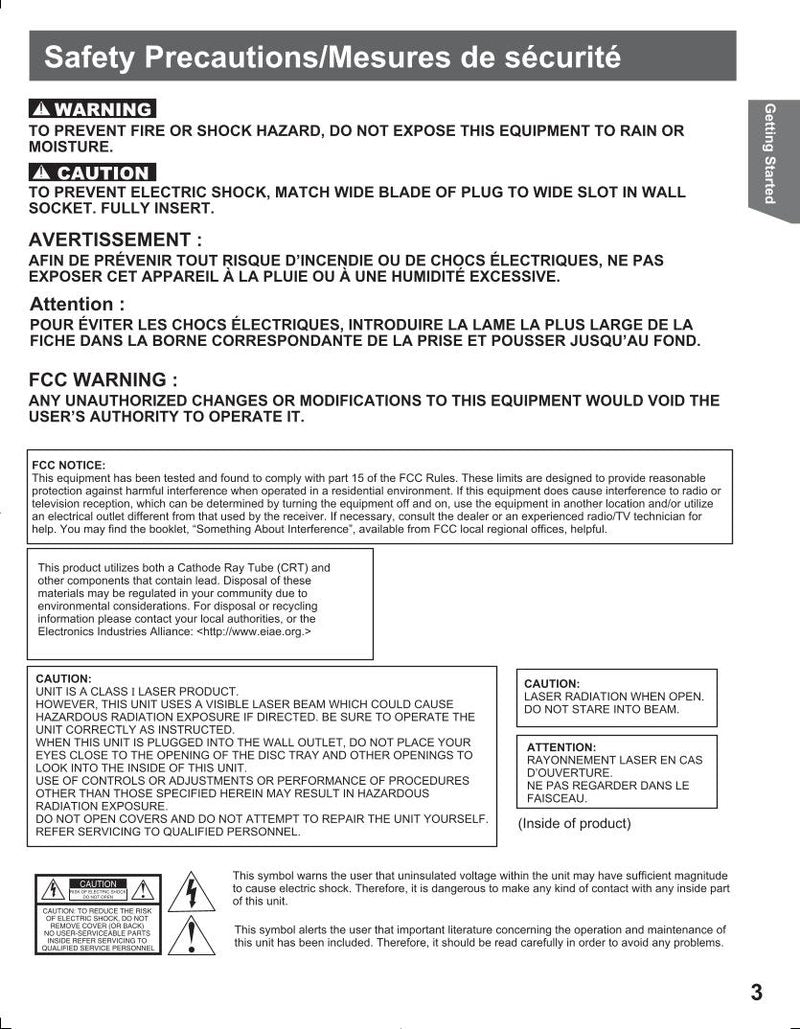 Panasonic PV20DF25 PV27DF25 TV/DVD Combo Operating Manual