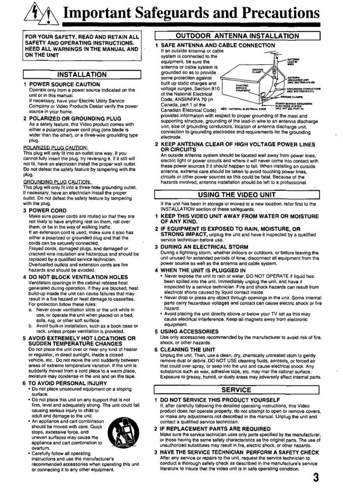 Panasonic PVQM2508 TV/VCR Combo Operating Manual