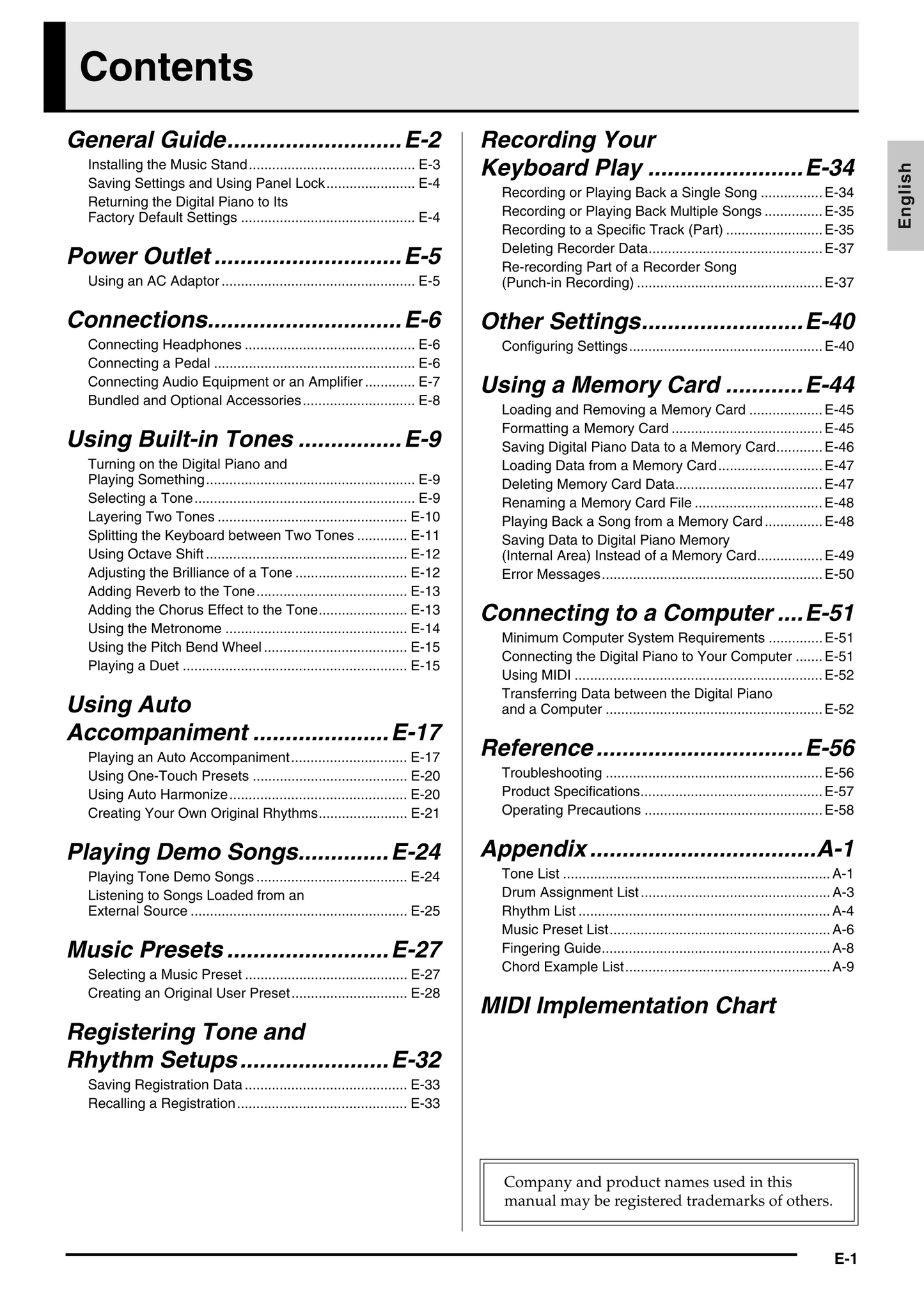 Casio PX-330 Keyboard Piano Owner's/ User Manual (Pages: 72)