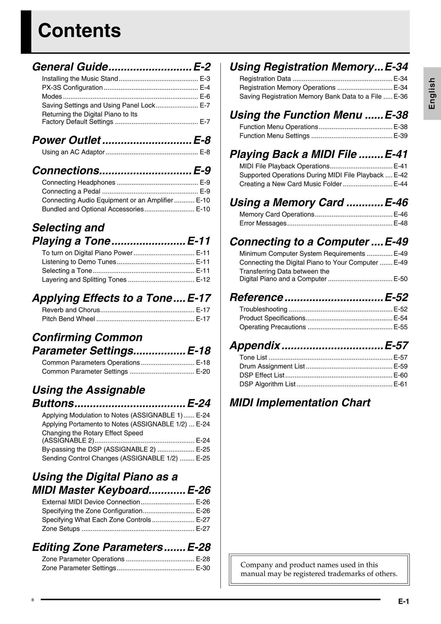 Casio PX-3S Keyboard Piano Owner's/ User Manual (Pages: 70)