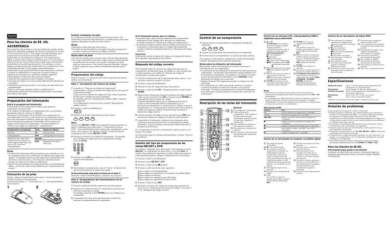 Sony RMV201 & CodesOM Universal Remote Control Operating Manual