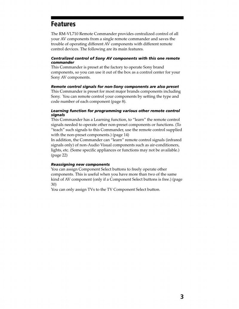 Sony RMVL710s & CodesOM Universal Remote Control Operating Manual