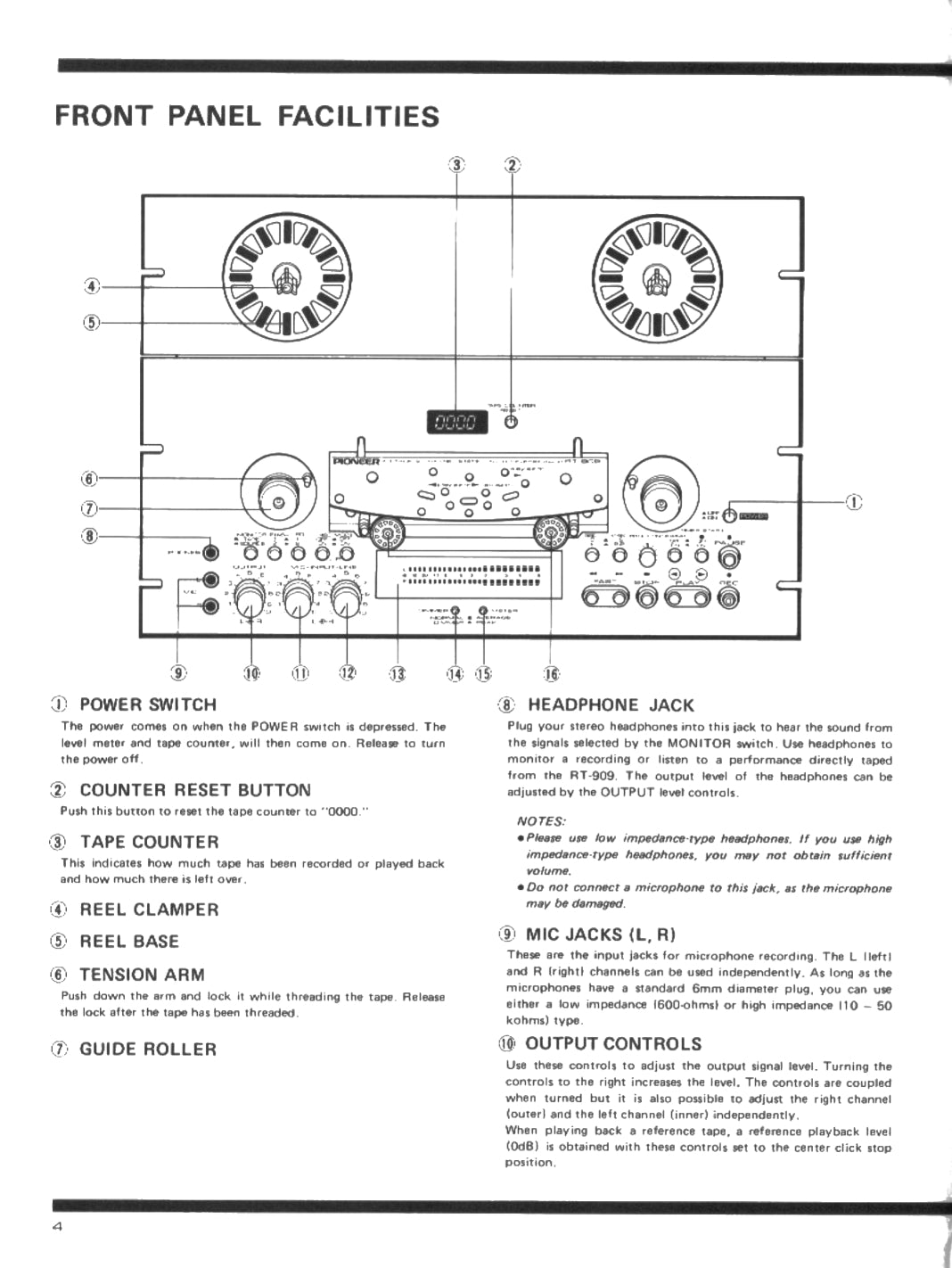 Pioneer RT-909 Reel to Reel Tape Deck Owner/ User Manual (Pages: 24)