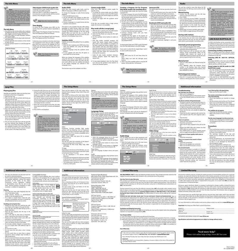 RCA RTD325WOM DVD Player Operating Manual