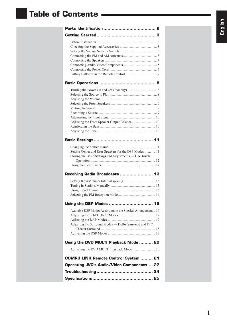 JVC RX558 V VBK Audio/Video Receiver Operating Manual