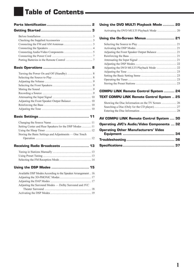 JVC RX668 V VBK Audio/Video Receiver Operating Manual