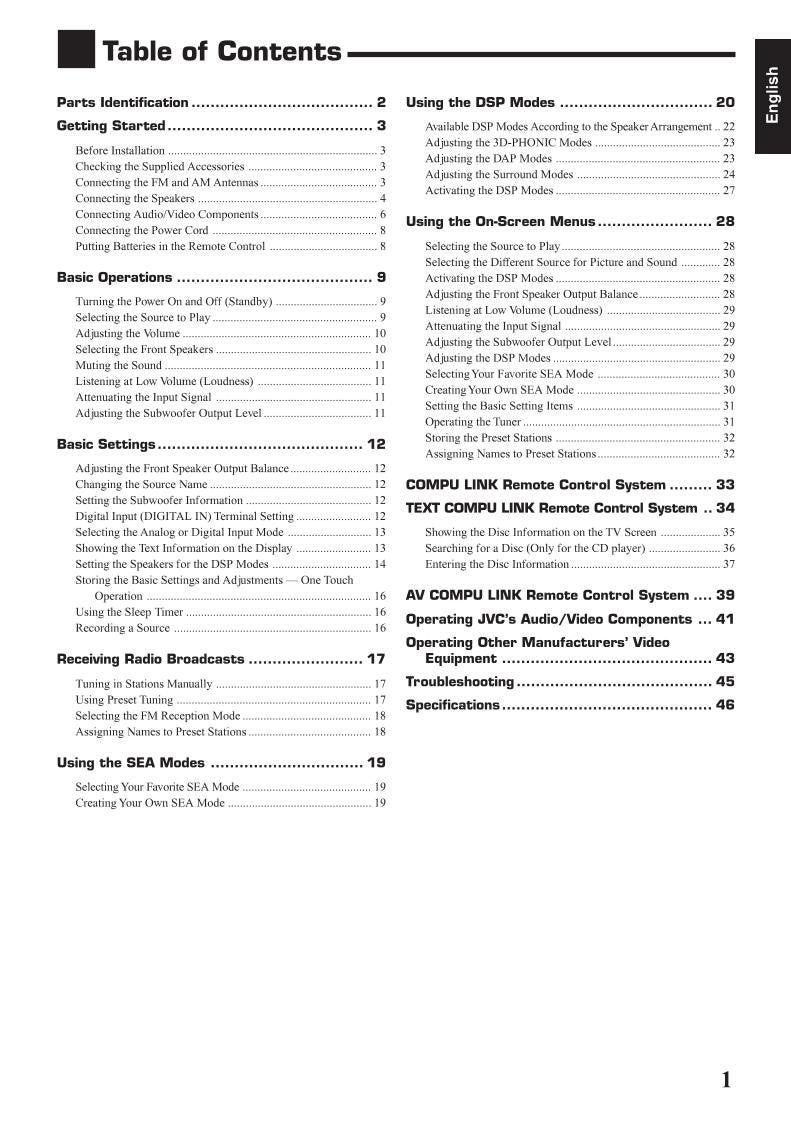 JVC RX778 VBK Audio/Video Receiver Operating Manual