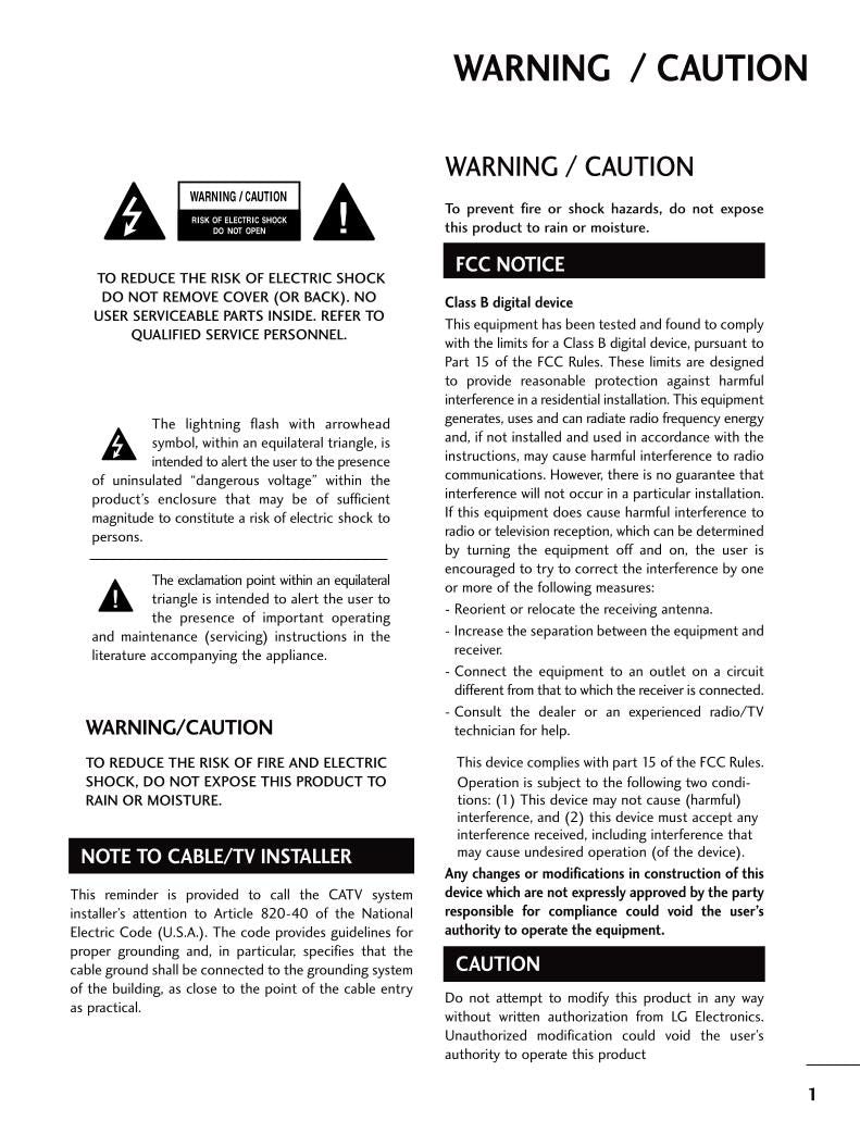 LG 32 LH 240H 250H 255H TV Operating Manual