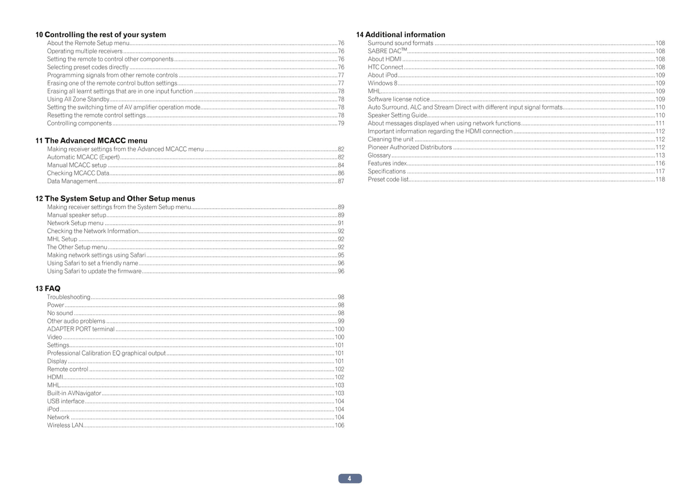 Pioneer SC-1224-K Receiver Owner/ User Manual (Pages: 123)