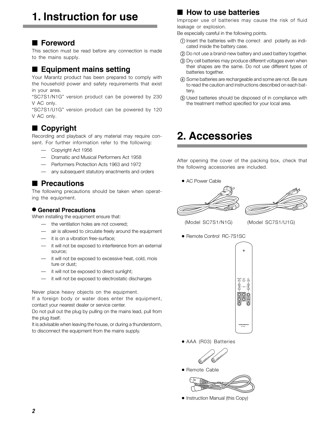 Marantz SC-7 S 1 Amplifier Owner/ User Manual (Pages: 45)
