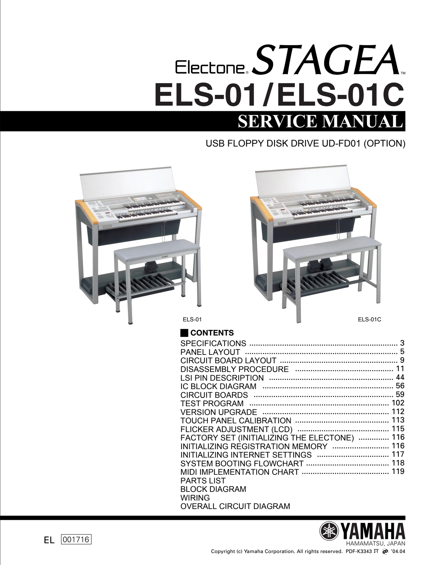 Yamaha ELS-01 & ELS-01C Electone Organ Service Manual (Pages: 259)