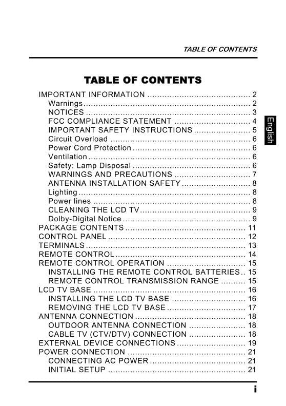 Westinghouse SK26H640GOM TV Operating Manual