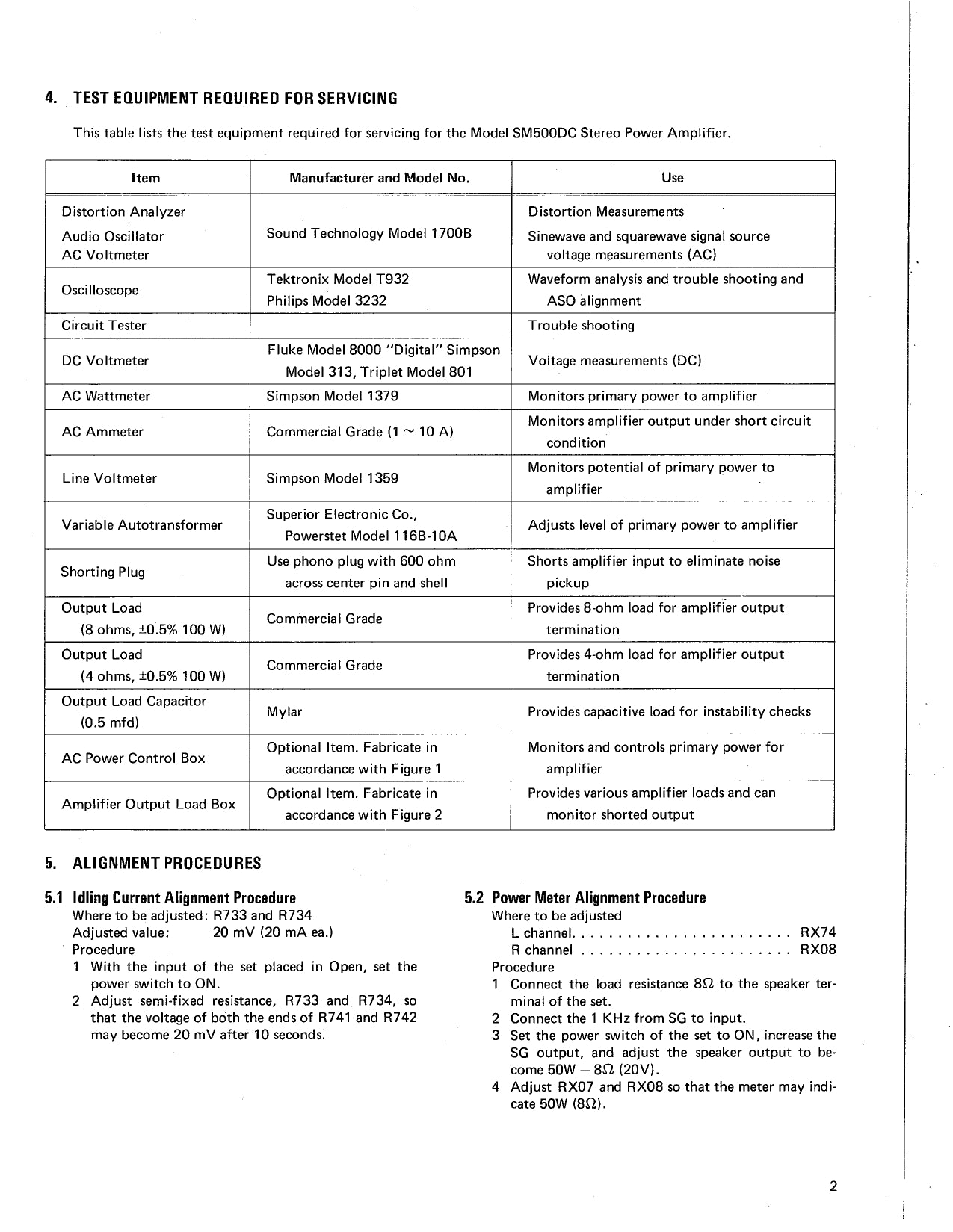 Marantz SM500DC Stereo Power Amplifier Service Manual (Pages: 20)
