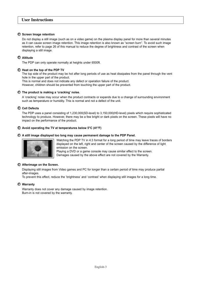 Samsung HCM4215WX TXN2745FPNXXAA TXP1634X TV Operating Manual