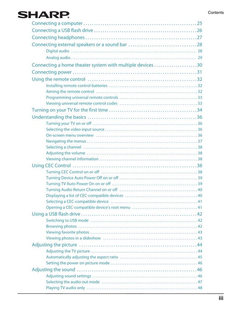 Sharp LC32LB370U LC50LB370U TV Operating Manual