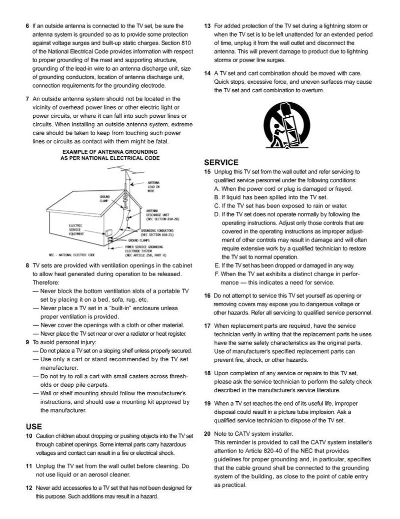 JVC TV20240OM TV Operating Manual