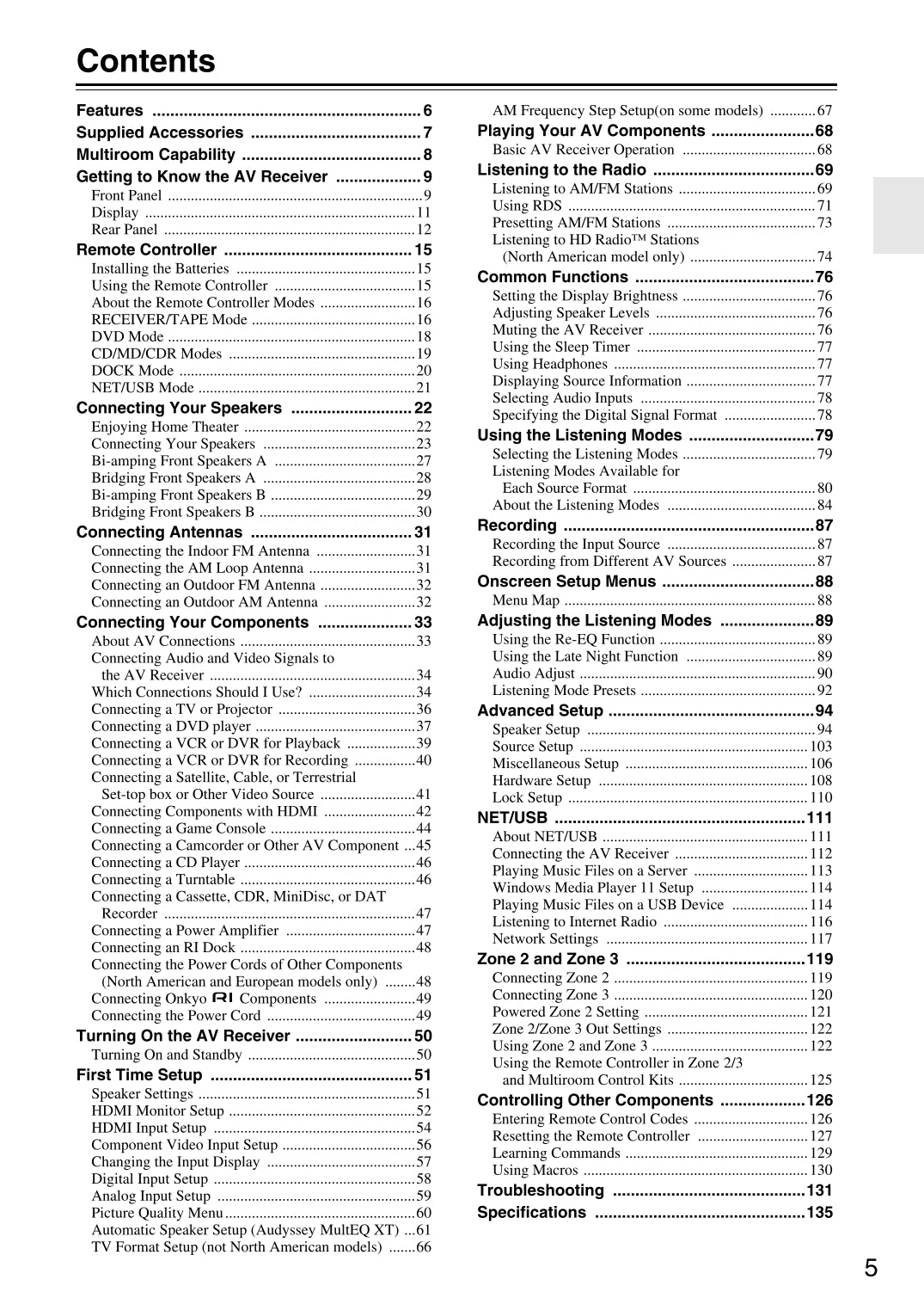 Onkyo TX-NR905 Audio Receiver Owner's/ User Manual (Pages: 136)