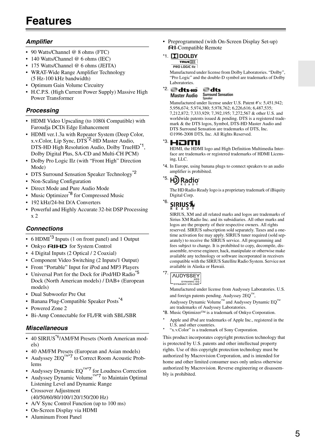 Onkyo TX-SR607 Audio Receiver Owner's/ User Manual (Pages: 108)