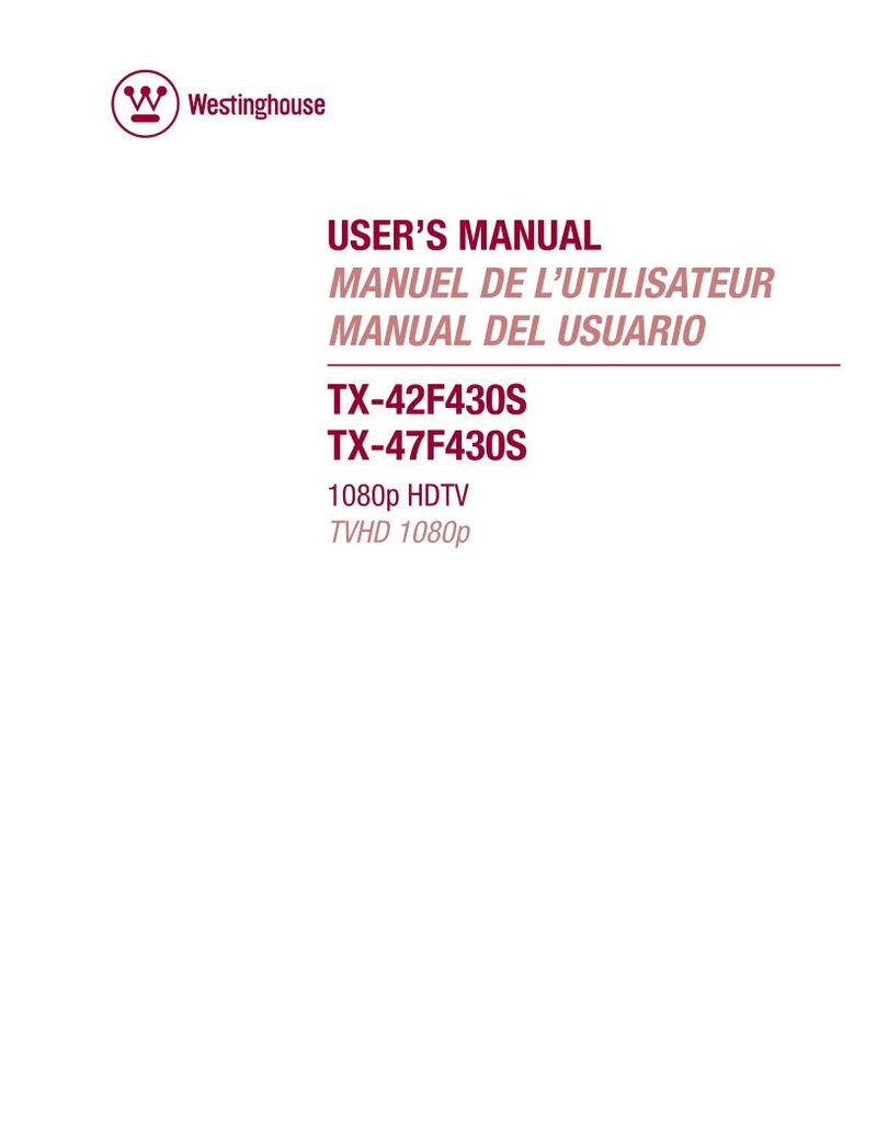 Westinghouse TX47F430S TV Operating Manual