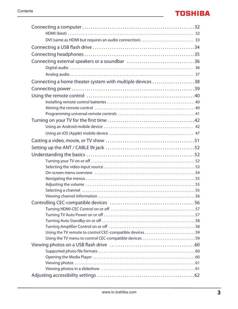 Toshiba 43L511U18 TV Operating Manual