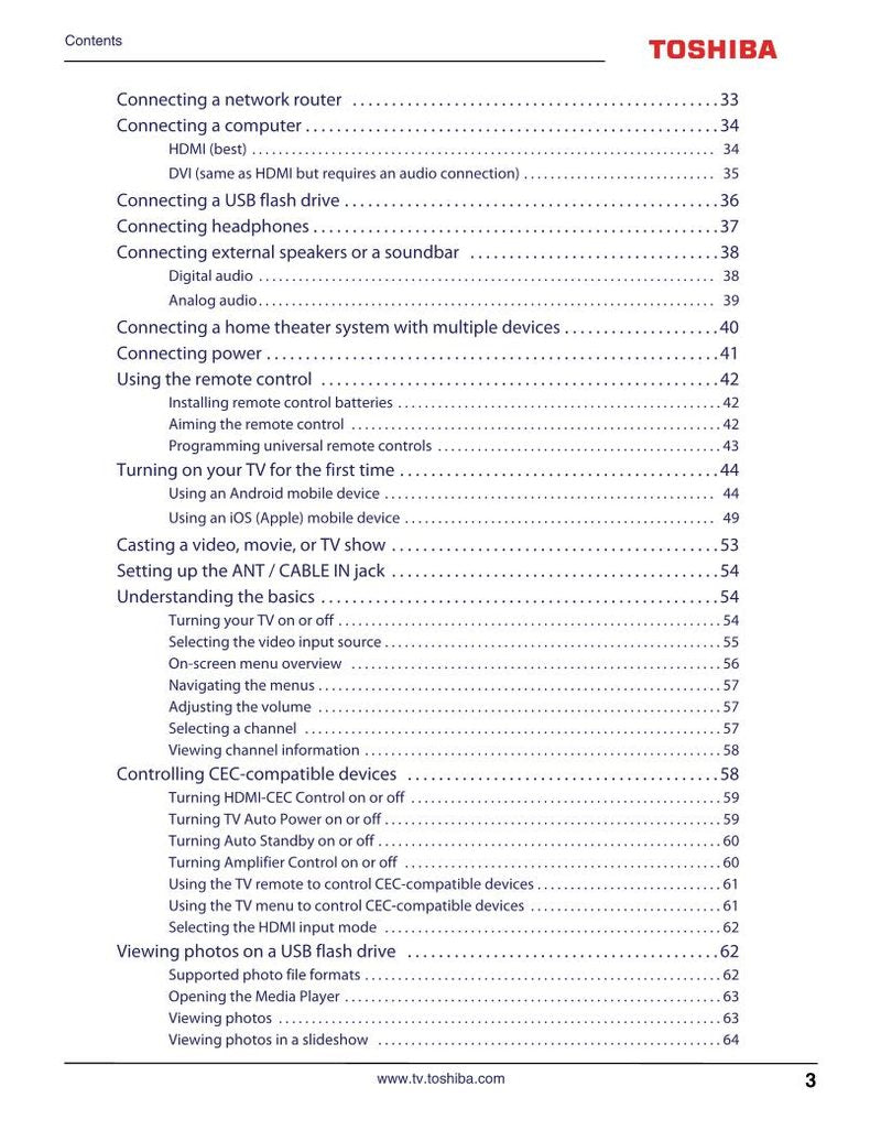Toshiba 55L711U18 TV Operating Manual