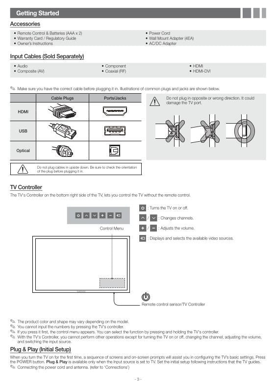 Samsung UN32J4000AFXZA UN32J4000BFXZA UN32J5003AFXZA TV Operating Manual