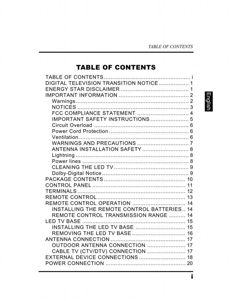 Westinghouse UW40T3PW TV Operating Manual