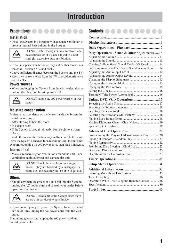 JVC CAUXG70 SPUXG70 UXG70 Audio System Operating Manual