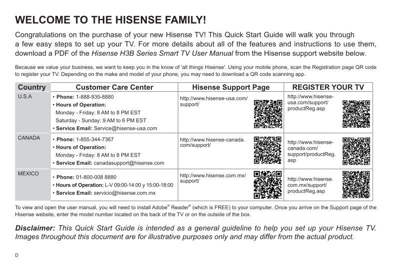 Hisense 50 H 6D TV Operating Manual
