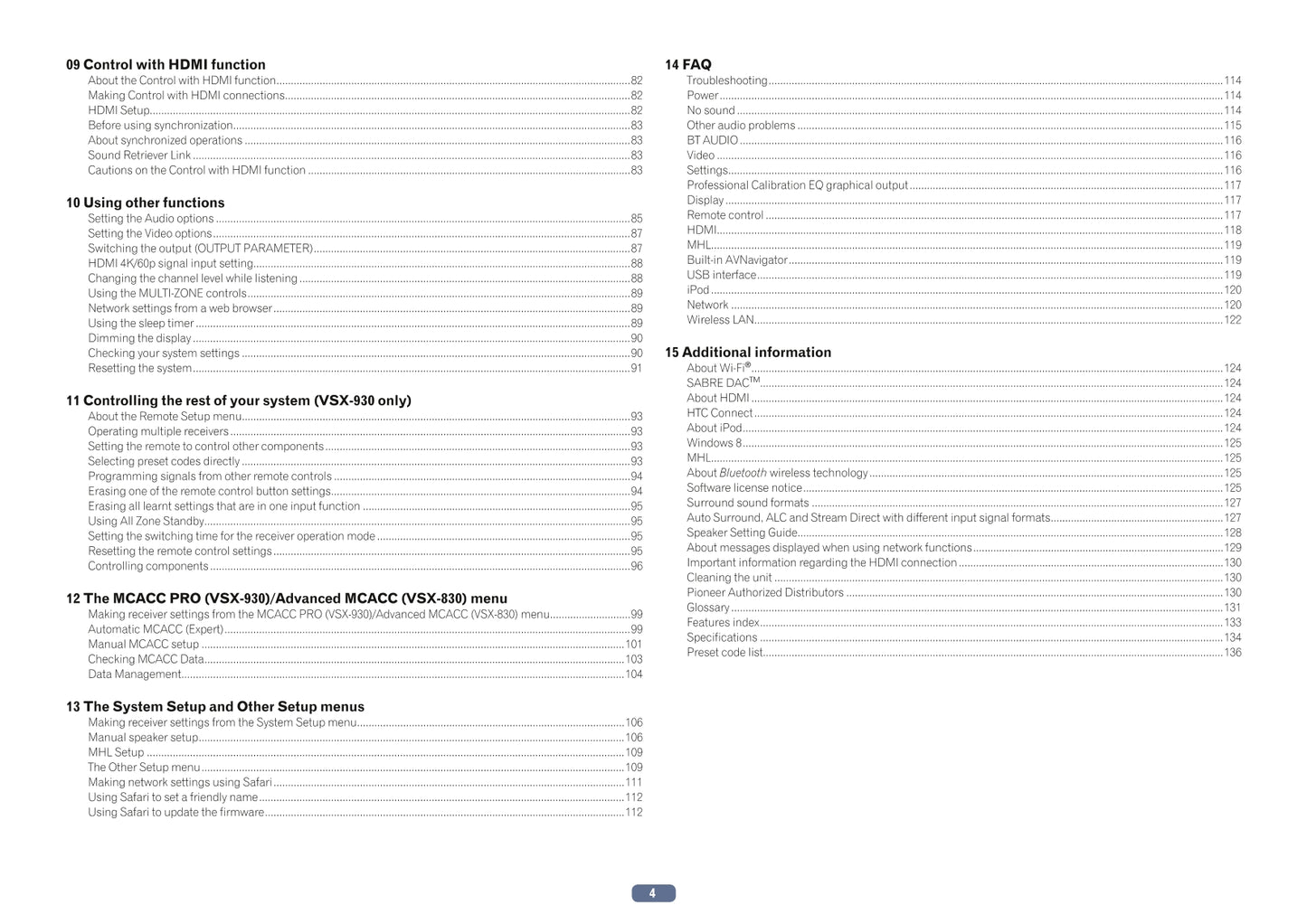 Pioneer VSX-830-K & VSX-930-K Receiver Owner/ User Manual (Pages: 141)