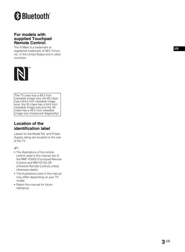 Sony XBR70X850B TV Operating Manual
