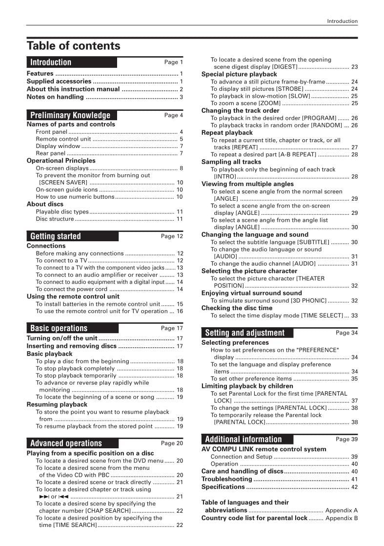 JVC XV511BK XV511BKJ DVD Player Operating Manual