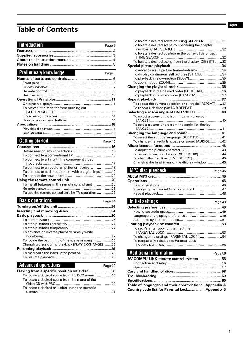 JVC XVF80BK XVF85GD DVD Player Operating Manual