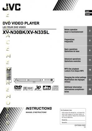 JVC XVN30BK XVN33SL DVD Player Operating Manual