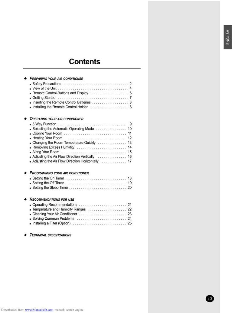 Samsung IAQ18 A6 RC/KCV Air Conditioner Unit Operating Manual