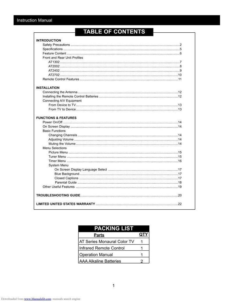 Apex AT1302 AT2002 At2002S DVD Player Operating Manual