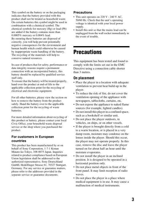 Sony BDPBX510 DVD Player Operating Manual