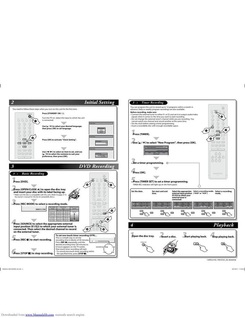 Magnavox BZV420 MW 8 DVD/VCR Combo Player Operating Manual